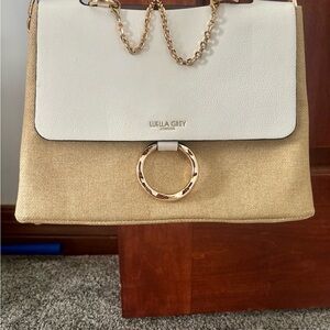 White and Tan Shoulder Bag